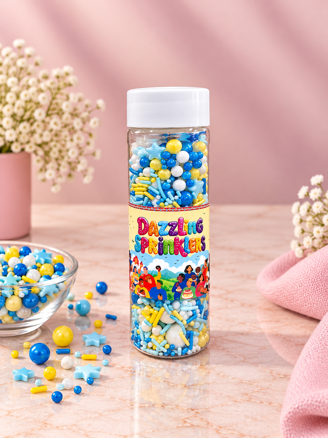 Pankraft Blue, Yellow & White Mixe Pearl Dazzling Sprinkler 100 gm