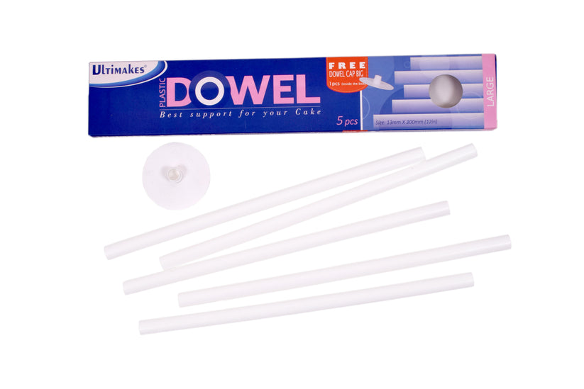 Ultimakes Dowel sticks Pack of 5 with 1  Big dowel cap Size- 13mm×300mm(12in)