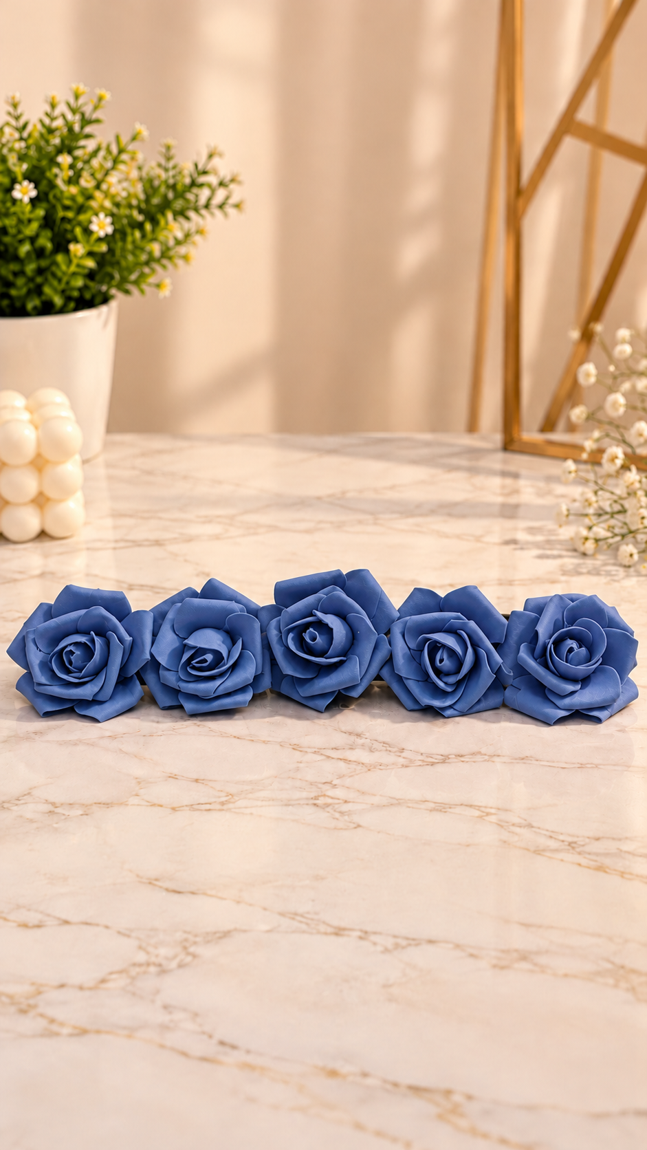 Navy Blue Rose Foam Flower For Cake Decoration Pack of 10