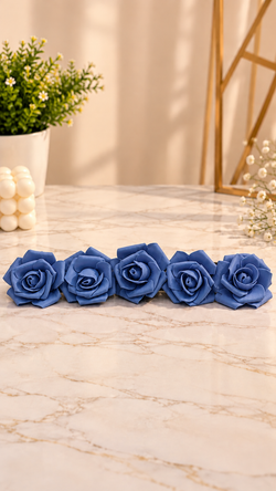 Navy Blue Rose Foam Flower For Cake Decoration Pack of 10