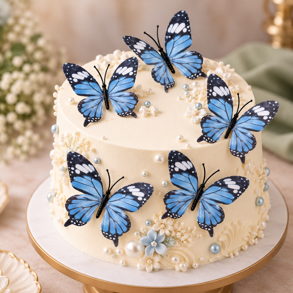 Navy Blue Butterfly Set Of 5