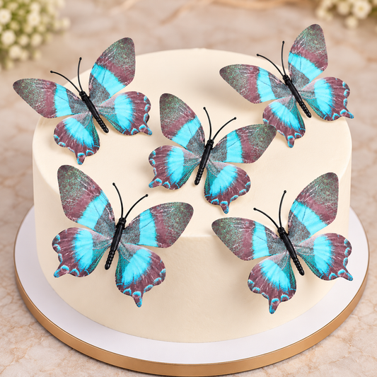 Blue Black Butterfly Set of 5