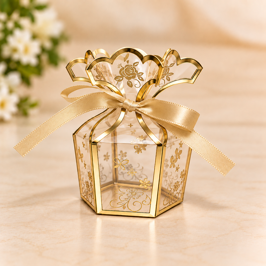 Golden Colour  Floral Hexagon Potli Pack Of 5