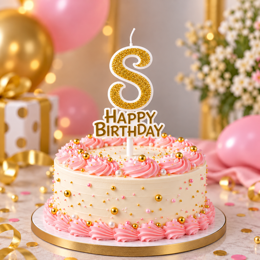 Glitter 8 Number Candle With Happy Birthday