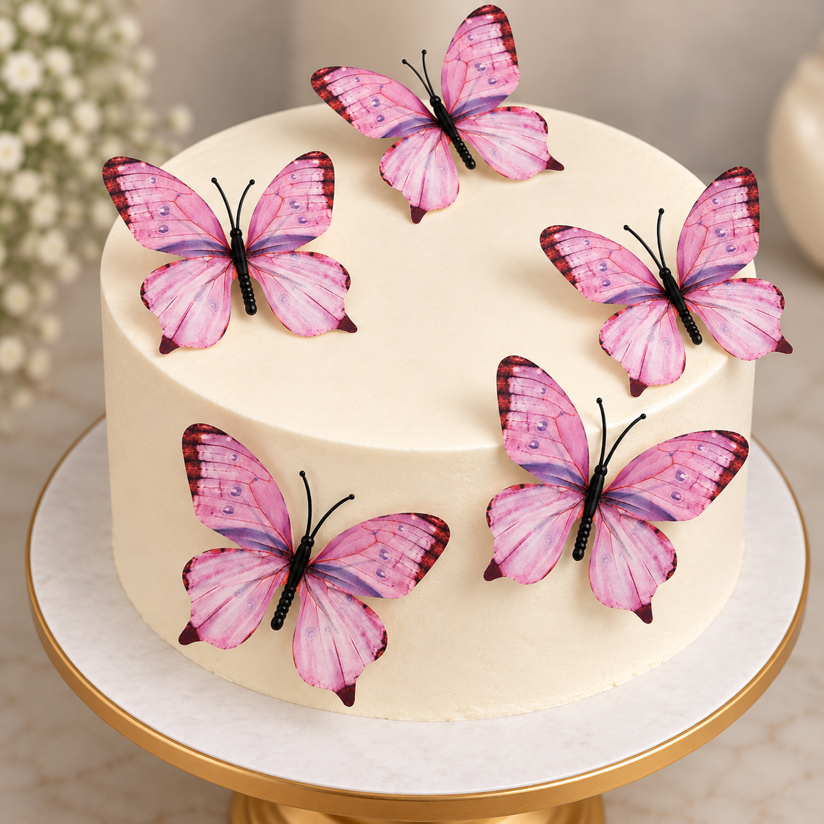 Pink  Butterfly Set Of 5
