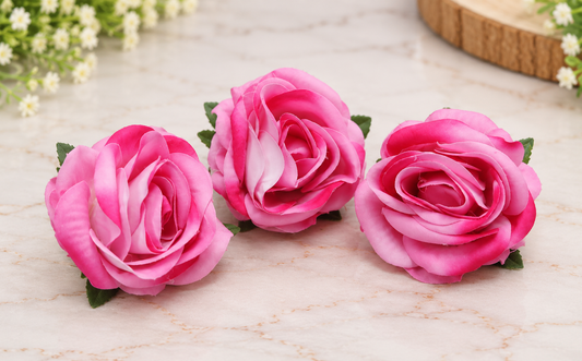 Pink Artificial Rose Flower 2 inch Set of 3