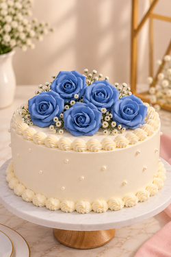 Navy Blue Rose Foam Flower For Cake Decoration Pack of 10