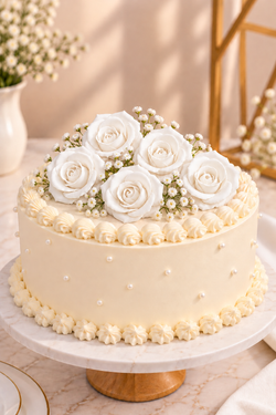 White Rose Foam Flower For Cake Decoration Pack of 10