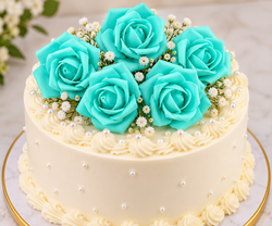 Turquoise Rose Foam Flower For Cake Decoration Pack of 10