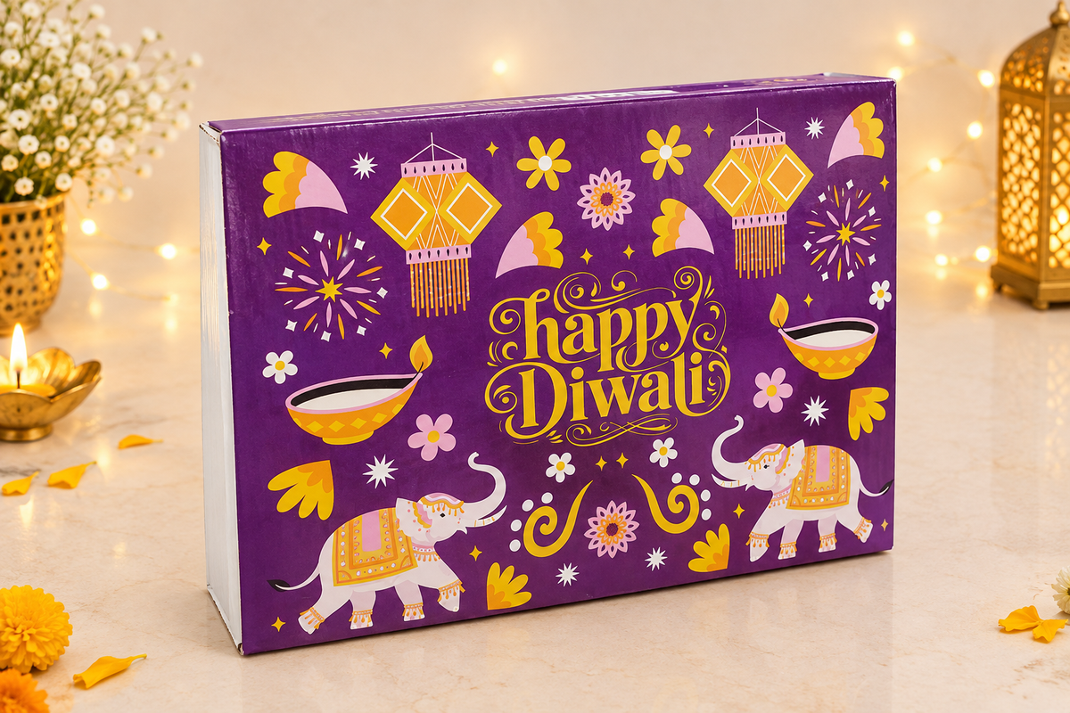 Happy Diwali 6 cavity chocolate box violet color  PACK OF 10 (size-5.8x4.2x1.5 inch)
