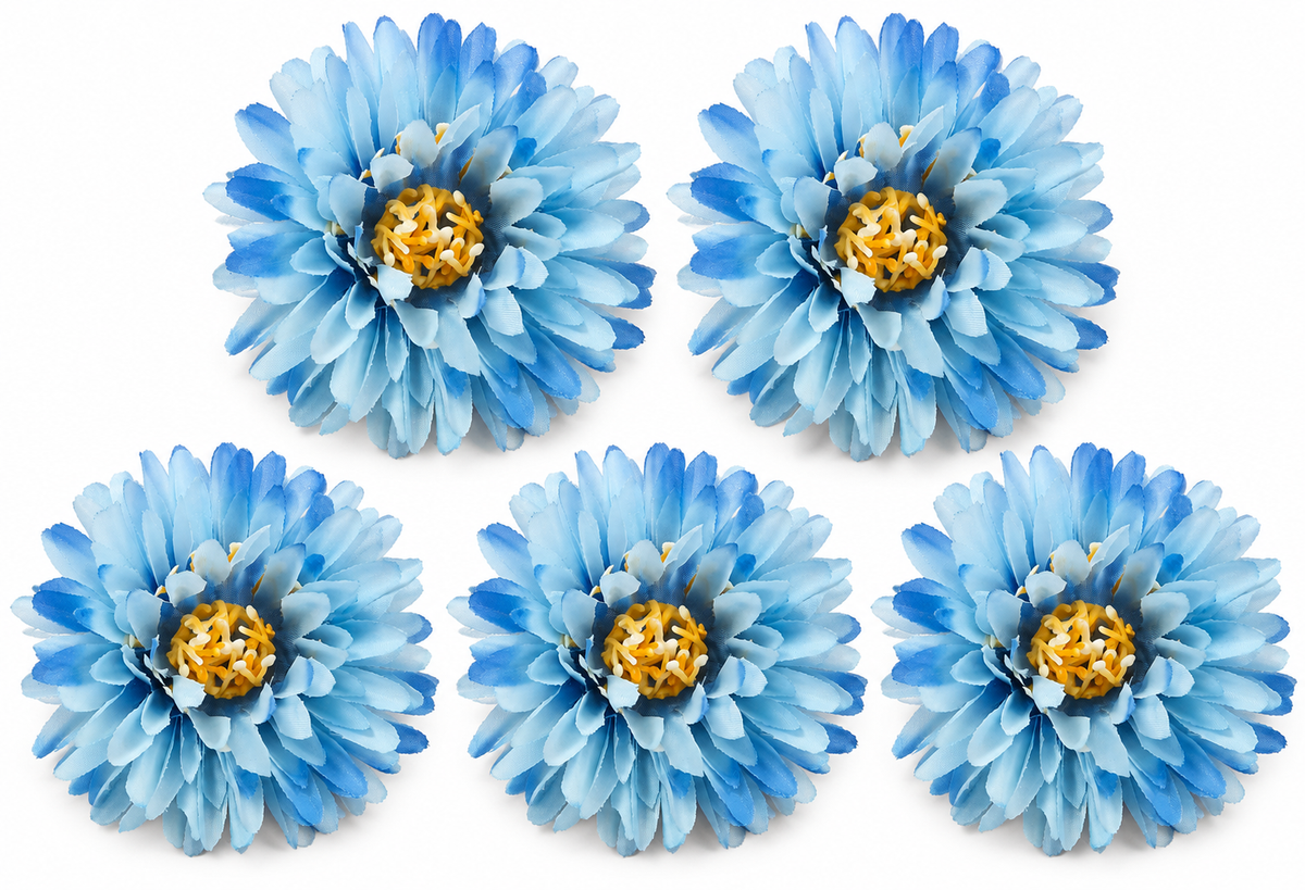 Artificial Blue Dalia Flowers Pack of 5