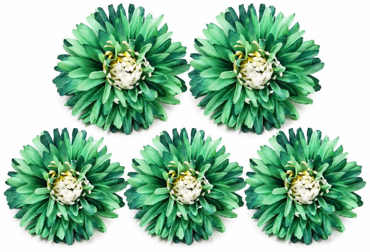 Artificial Green Dalia Flowers Pack of 5
