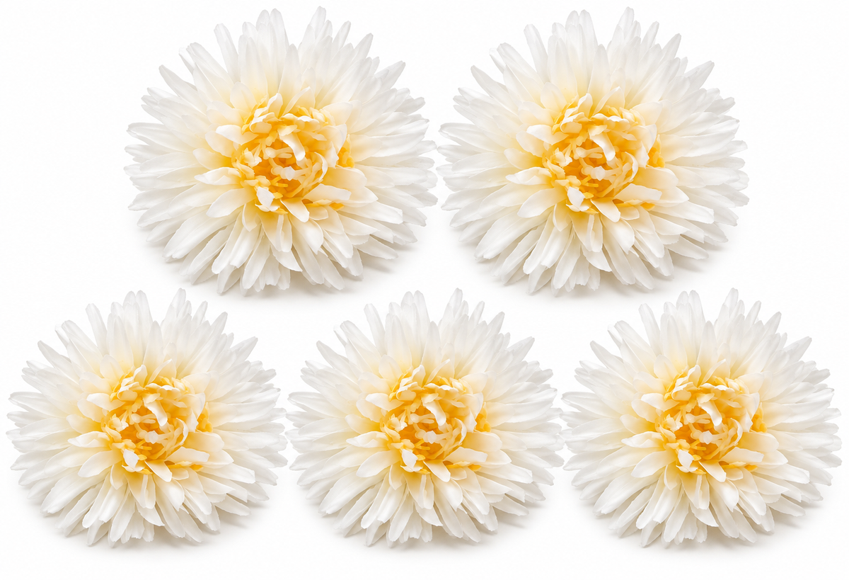 Artificial White Dalia Flowers Pack of 5