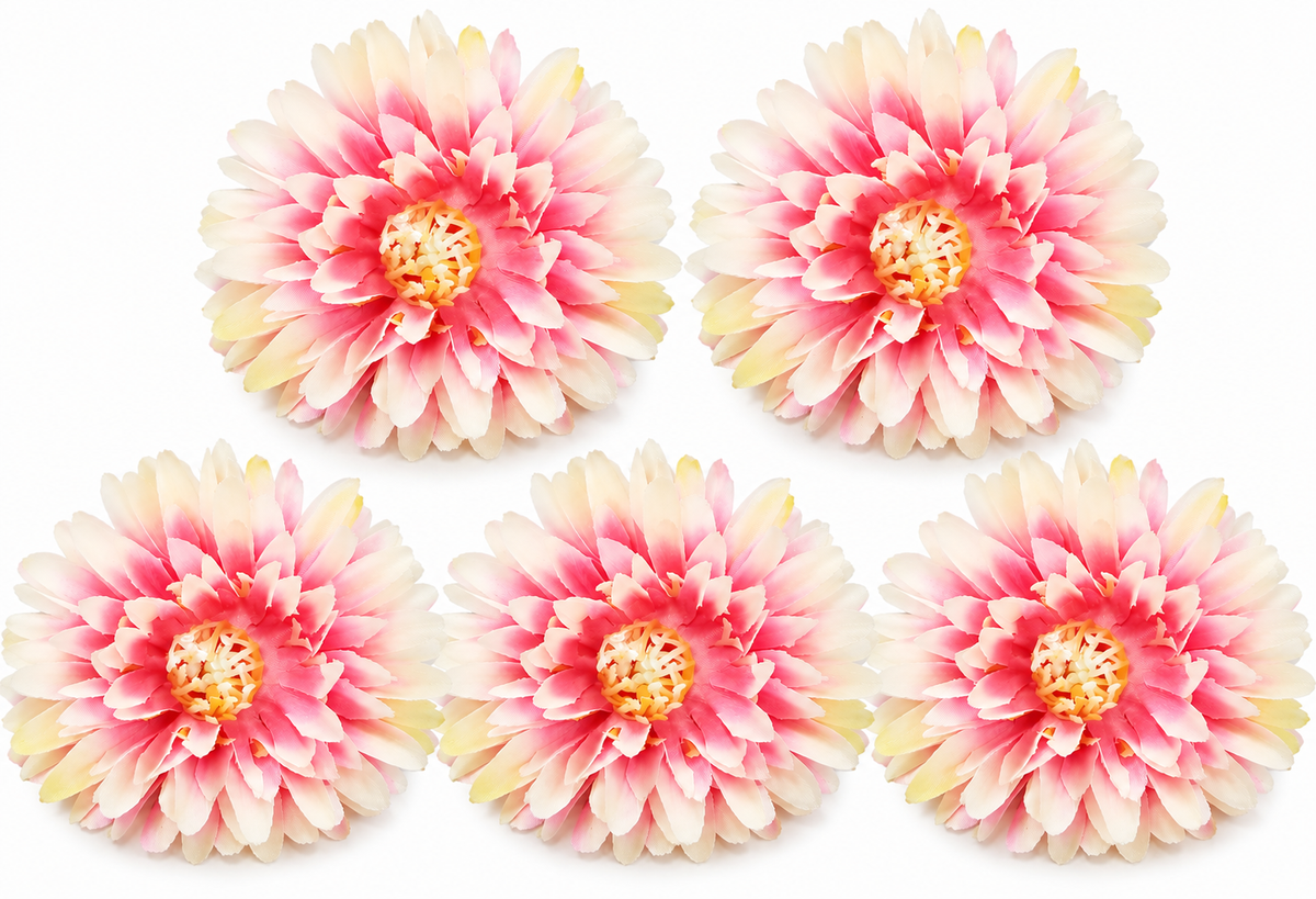Artificial Light Pink and Cream Dalia Flowers Pack of 5