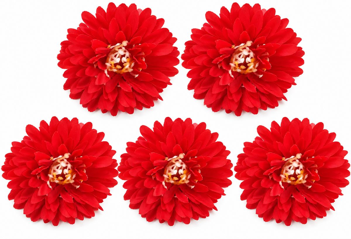 Artificial Red Dalia Flowers Pack of 5