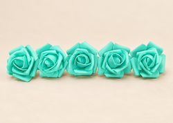 Turquoise Rose Foam Flower For Cake Decoration Pack of 10