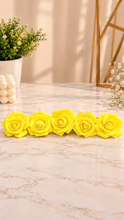 Lemon Yellow Rose Foam Flower For Cake Decoration Pack of 10