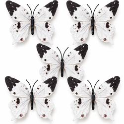 White With Black Design Butterfly Set of 5