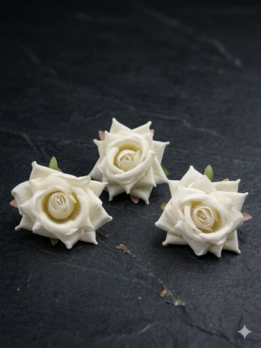 Artificial White Velvet Rose Flower