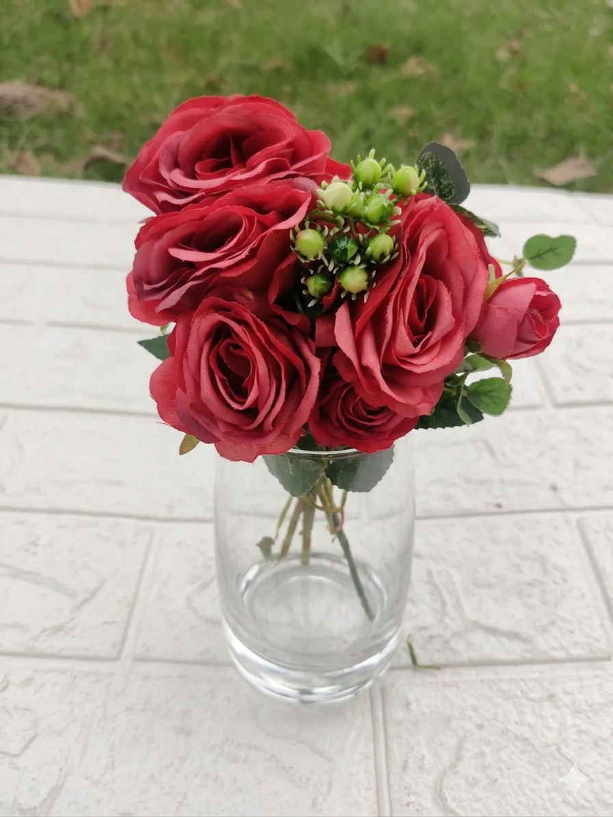 Artificial Rose Flower Red Bouquet