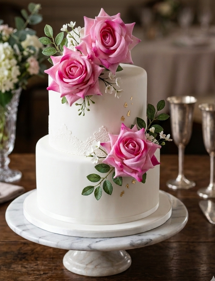 Pink and dark Pink Velvet Artifical Rose Flower