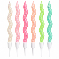 Colourfull Glitter twisty Candle Pack of 6