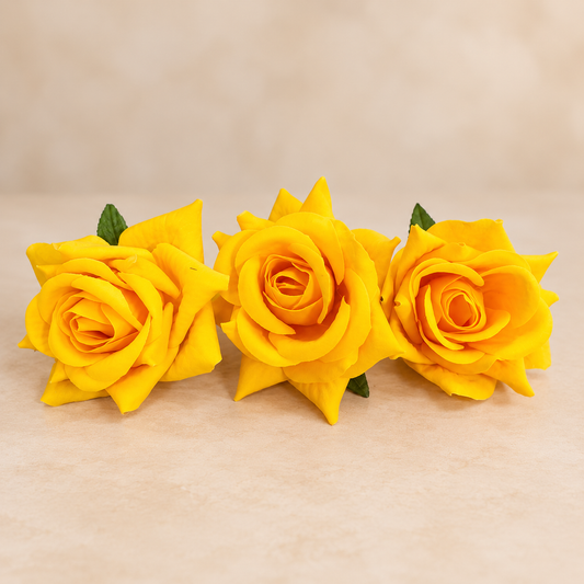 Artificial Yellow Rose Flower Set of 3 Size 3 inch