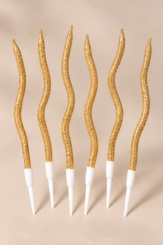 Copper Glitter twisty Candle Pack of 6 For Cake Decoration