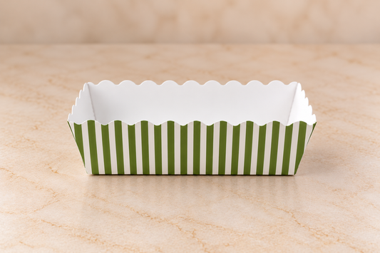 Green rectangle Bake and Serve Loaf Liner size 4.5*1.5 pack of 50