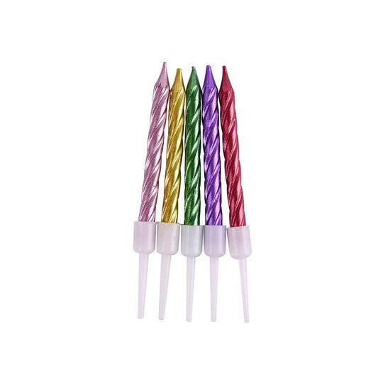 Colourful Spiral candle pack of 10