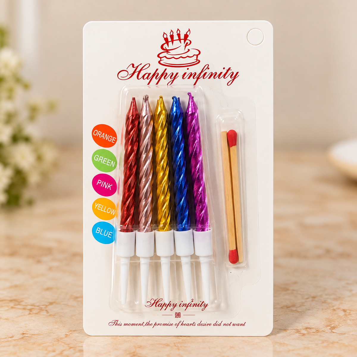 Multicolor Metallic Spiral Candles Set  Pack Of 10