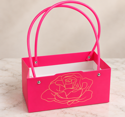 Pink Gift Bag with Golden Rose Design Pack of 10