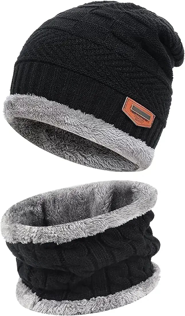 Wool Beanie Cap & Muffler