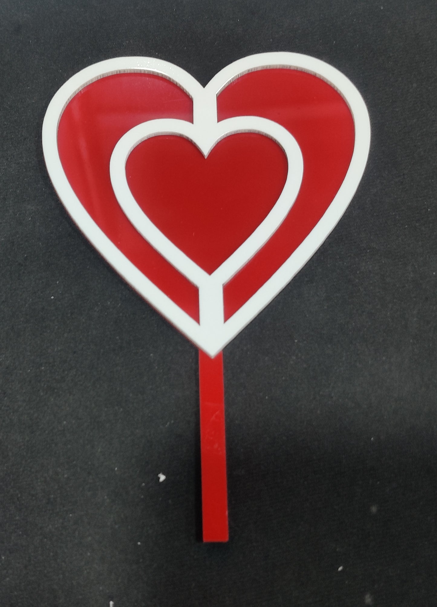 Dual Tone Heart Shape Acrylic Topper 5 inch