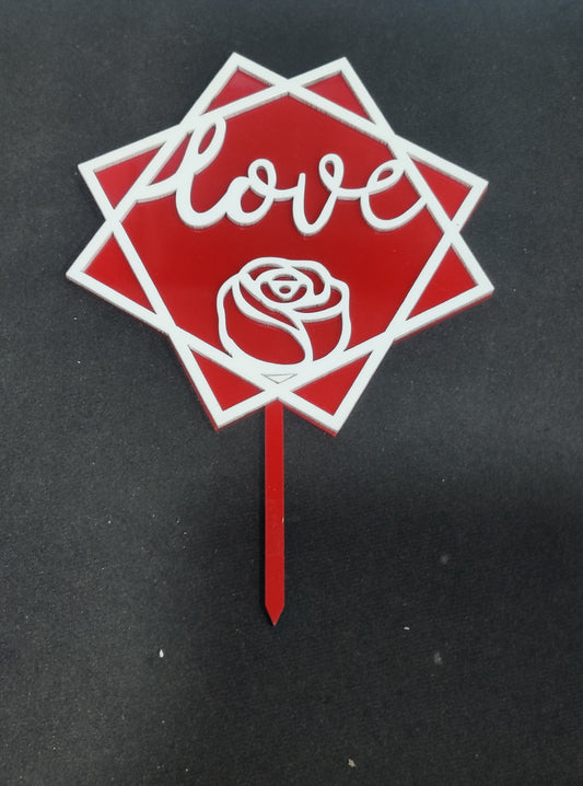 Dual Tone Love Acrylic Topper 5 inch