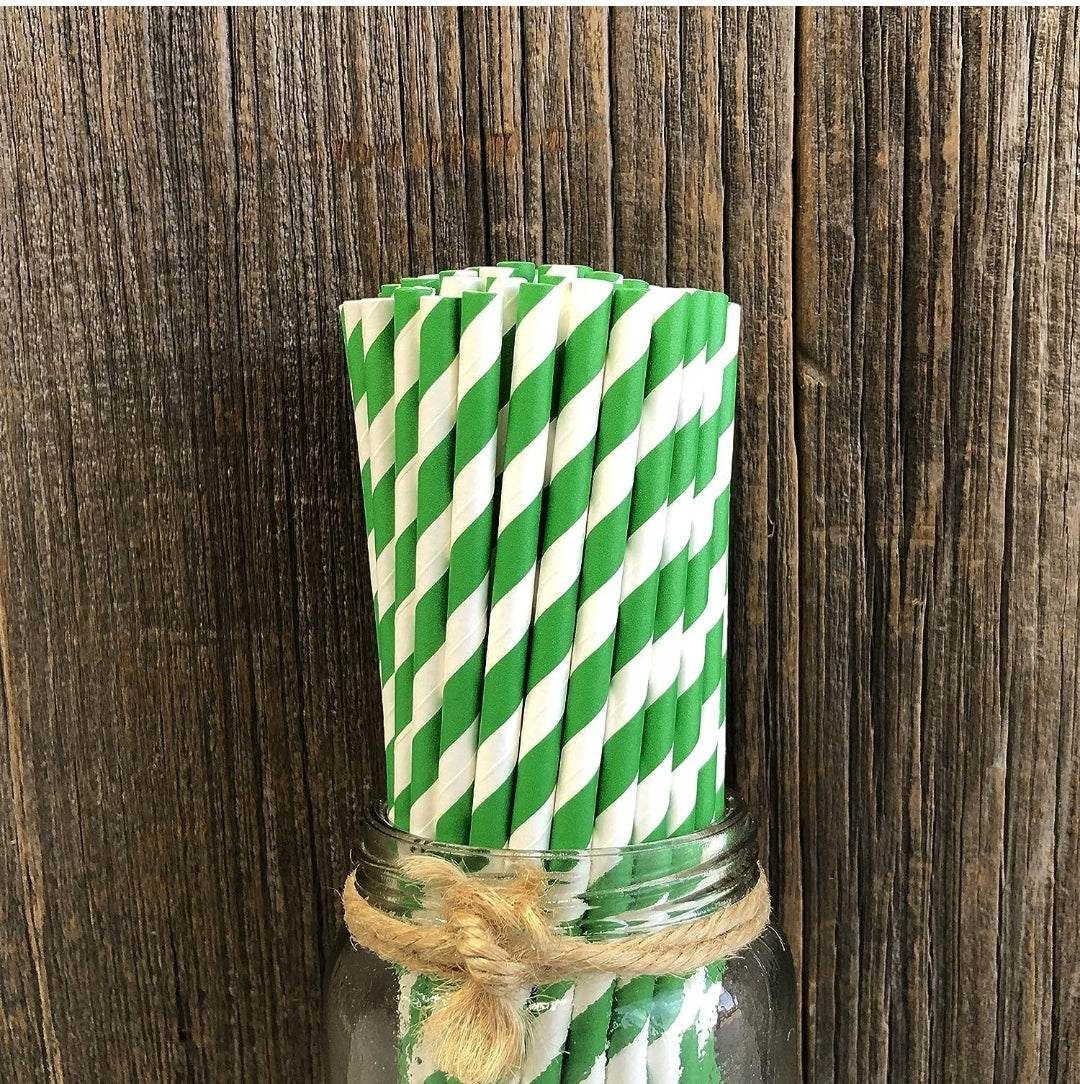 Striped Paper Straw Pack of 50