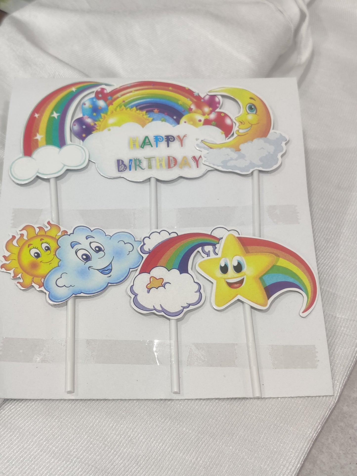 Rainbow cloudy Theme Topper pack of 6