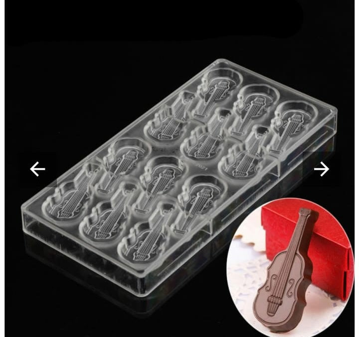 Poly carbonate chocolate guitar mould 12 cavity