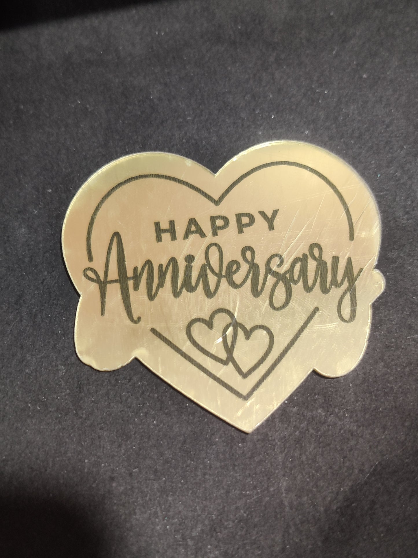 Happy anniversary heart coin topper