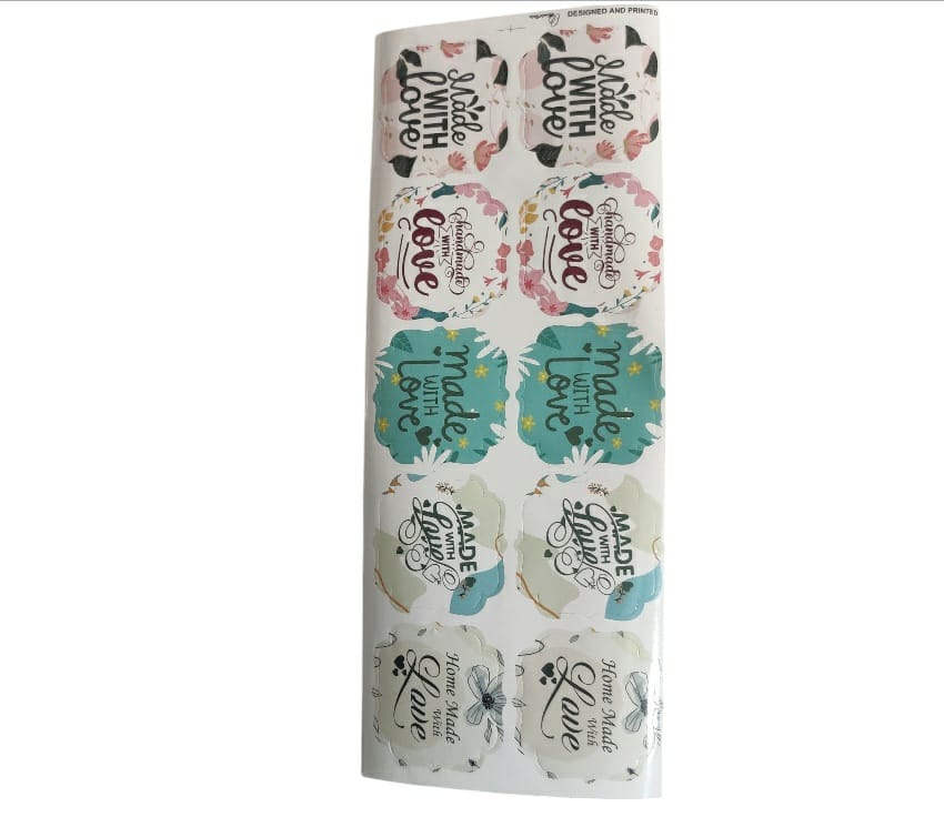 Made with Love" and "Handmade with Love" Decorative Sticker sheet  (10 sticker in 1 sheet)