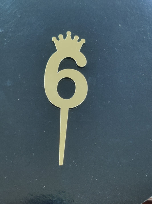 6 number Acrylic  Topper 3 inch