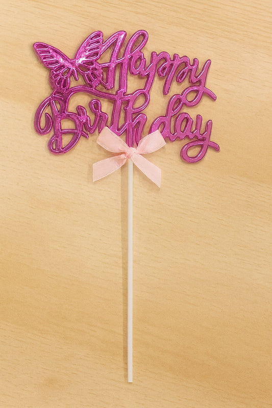 Premium Happy Birthday Pink Colour Cake Topper
