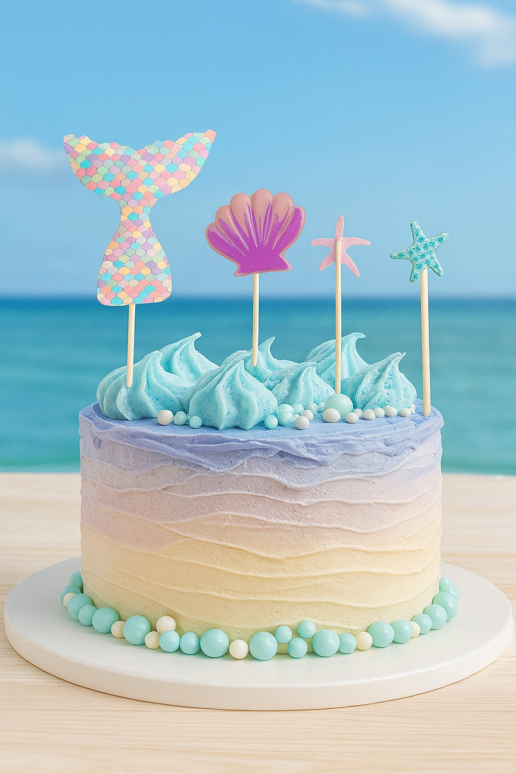 Premium Mermaid Theme Cake Topper