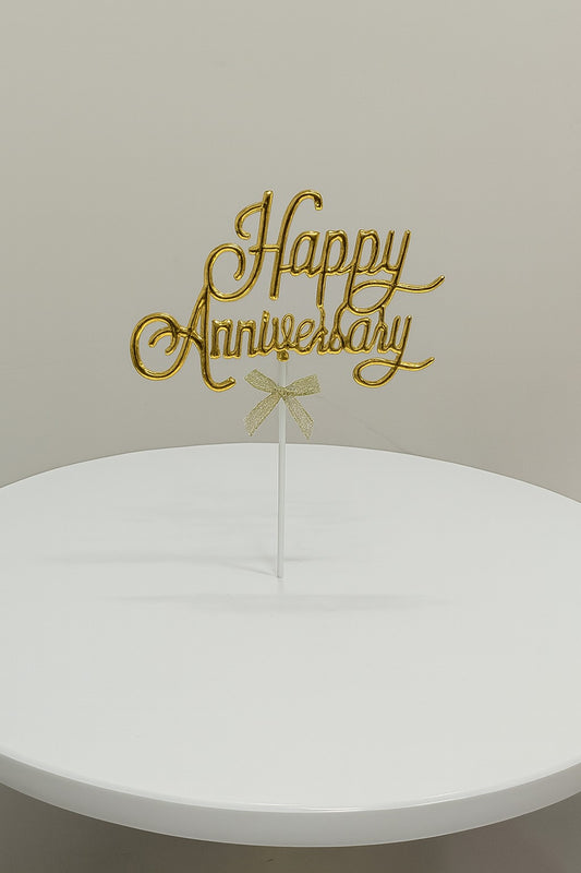 Premium Happy Anniversary Golden Cake Topper