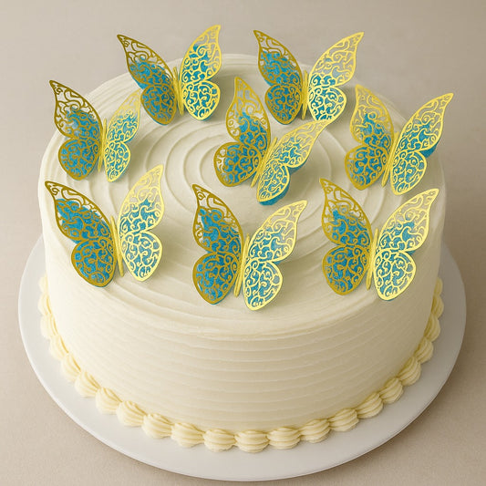 3D Turquoise Butterfly For Cake Decoration pack of 12