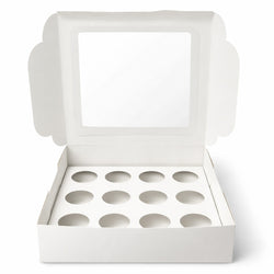 12 Cavity Window Cupcake Box Size 12x12x4 Inch