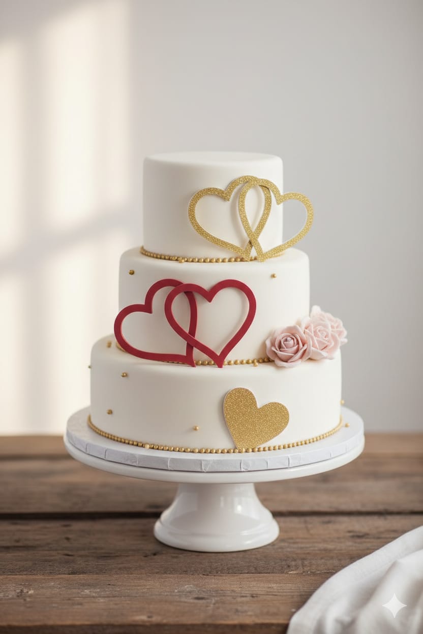 Double Heart Cutout Acrylic Cake Topper