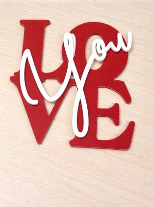 Love You Double Tone 3 inch Acrylic topper