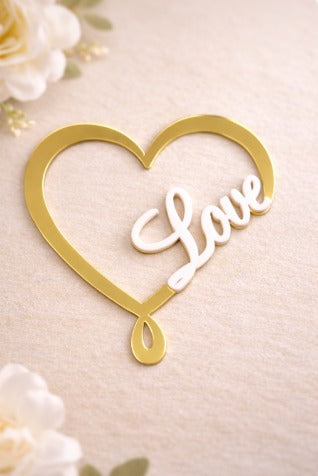 Love Heart Double Tone 3 inch Acrylic topper