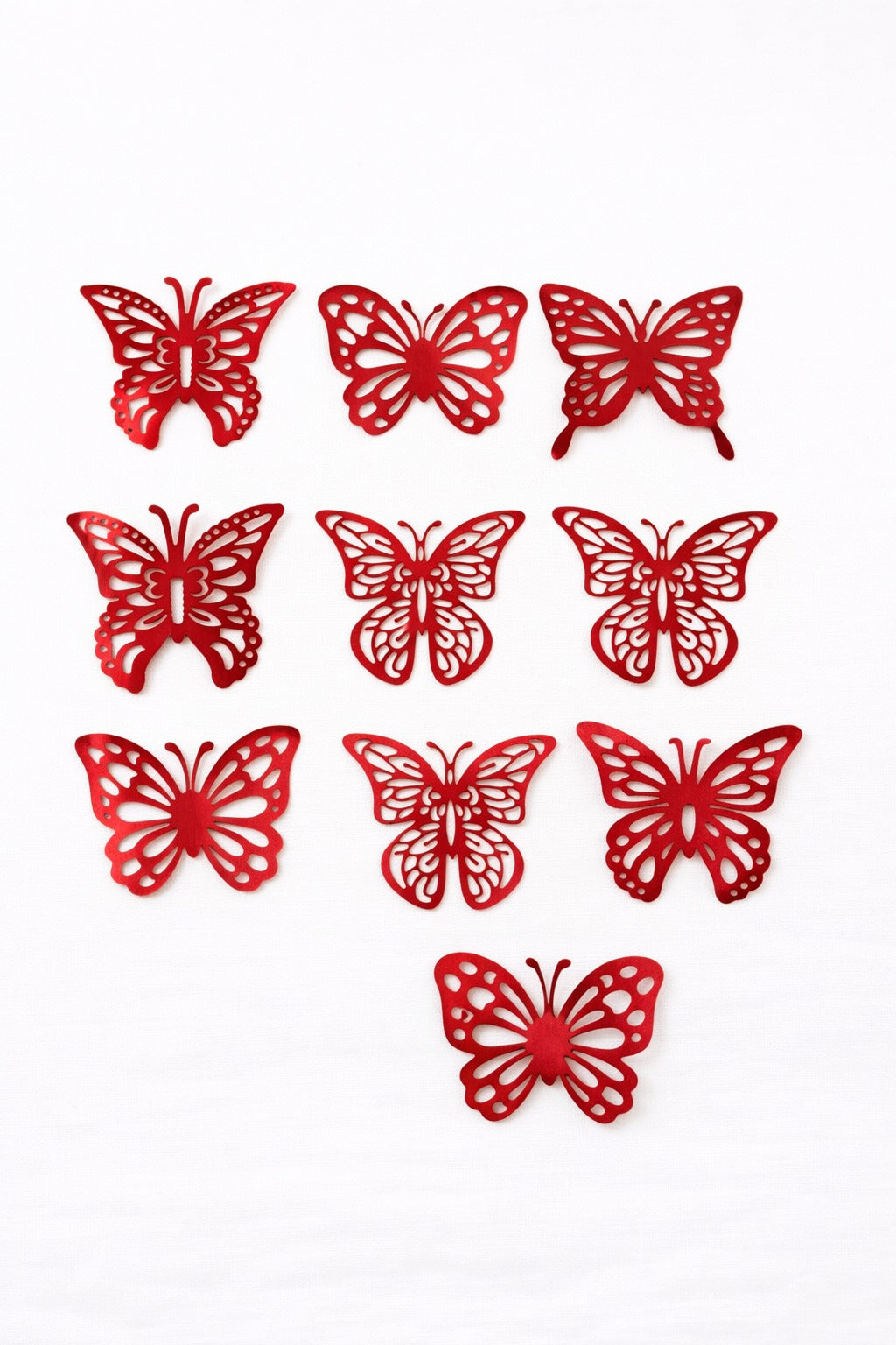 Red Laser Cut Butterfly Pack of 10